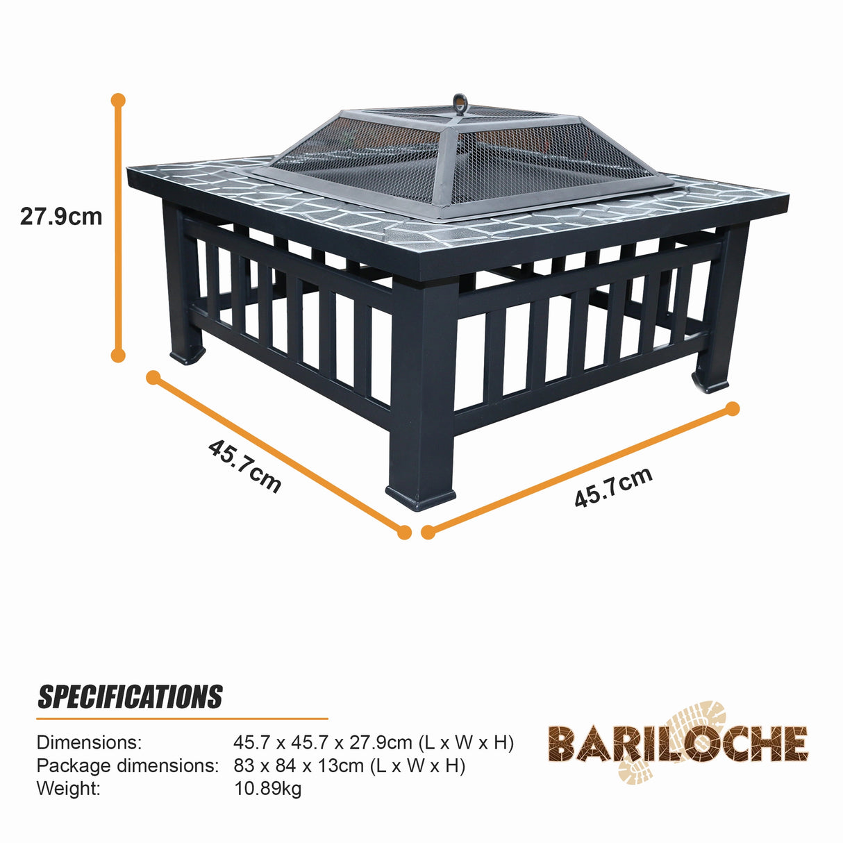 18" Square Metal Fire Pit Outdoor Heater