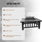 18" Square Metal Fire Pit Outdoor Heater
