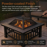18" Square Metal Fire Pit Outdoor Heater