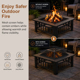 18" Square Metal Fire Pit Outdoor Heater