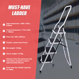 Foldable Non Slip 4 Step Steel Ladder - Rear View