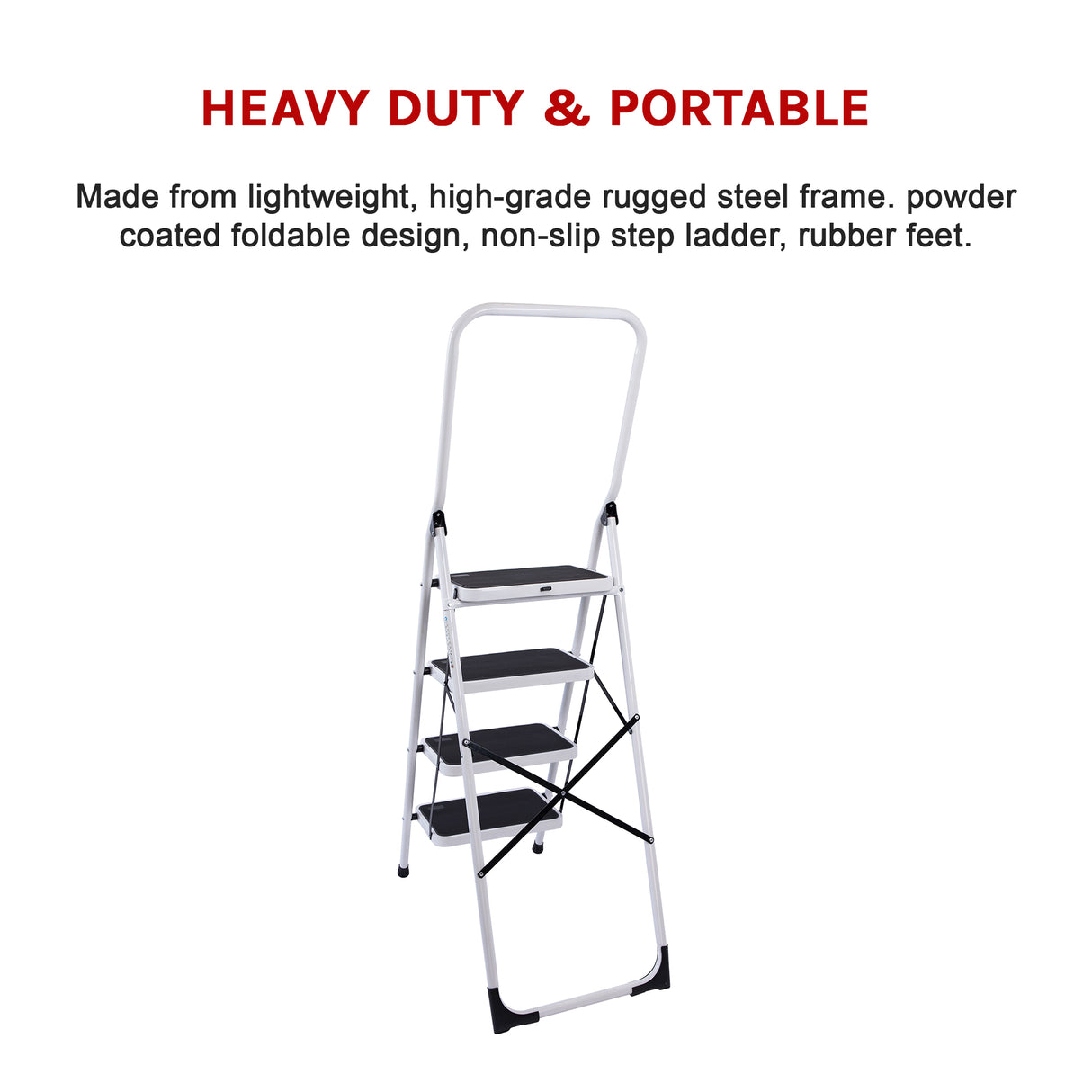 Foldable Non Slip 4 Step Steel Ladder
