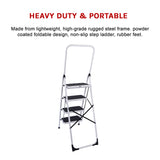 Foldable Non Slip 4 Step Steel Ladder - Close-Up Angle