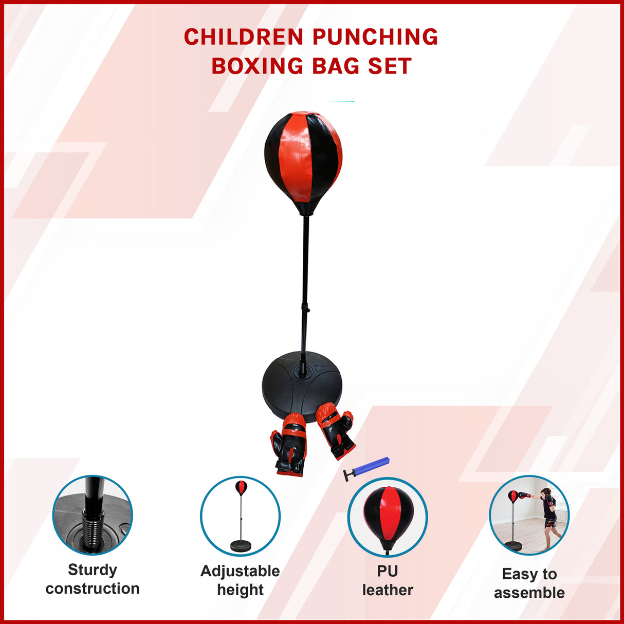 Kids Boxing Punching Bag Set &ndash; Children&rsquo;s Training Gloves & Fitness Stand