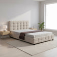 Linen Fabric Double Deluxe Bed Frame Beige