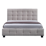 Linen Fabric Double Deluxe Bed Frame Beige - Rear View