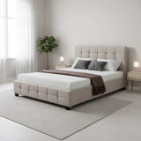 Linen Fabric Double Deluxe Bed Frame Beige