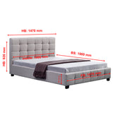 Linen Fabric Double Deluxe Bed Frame Beige - Extra Image