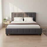 Linen Fabric Double Deluxe Bed Frame Grey