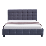 Linen Fabric Double Deluxe Bed Frame Grey - Rear View