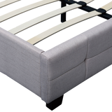 Linen Fabric Queen Deluxe Bed Frame Beige - Top-Down View