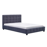 Linen Fabric Queen Deluxe Bed Frame Grey - Front View