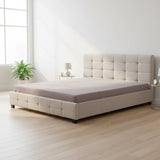 Linen Fabric King Deluxe Bed Frame Beige