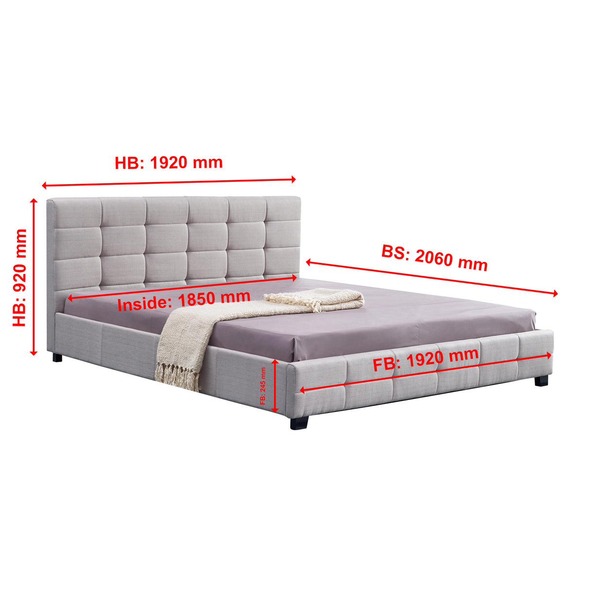 Linen Fabric King Deluxe Bed Frame Beige