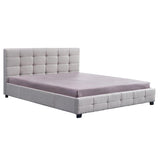 Linen Fabric King Deluxe Bed Frame Beige - Front View