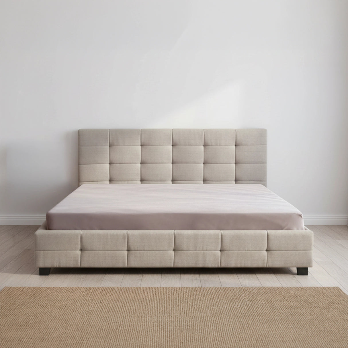Linen Fabric King Deluxe Bed Frame Beige