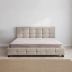Linen Fabric King Deluxe Bed Frame Beige
