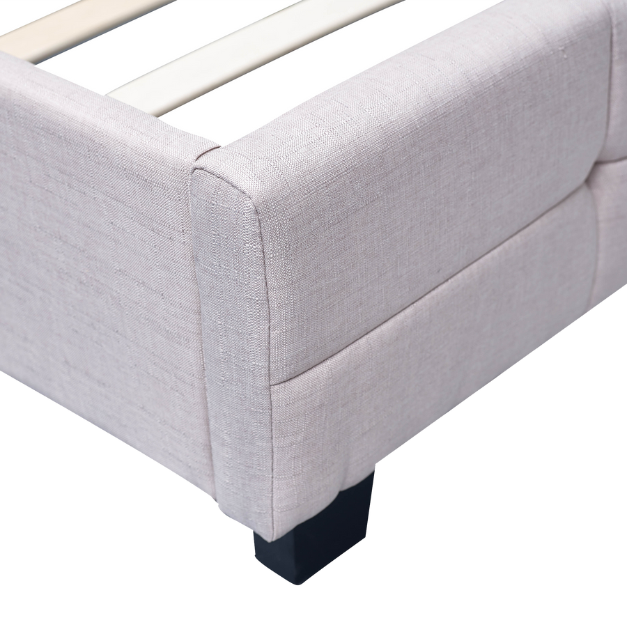 Linen Fabric King Deluxe Bed Frame Beige