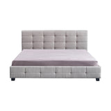 Linen Fabric King Deluxe Bed Frame Beige - Low Angle