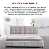 Linen Fabric King Deluxe Bed Frame Beige