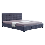 Linen Fabric King Deluxe Bed Frame Grey