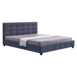 Linen Fabric King Deluxe Bed Frame Grey - Front View