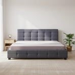 Linen Fabric King Deluxe Bed Frame Grey