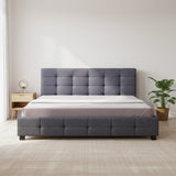 Linen Fabric King Deluxe Bed Frame Grey - 45-Degree Angle