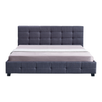 Linen Fabric King Deluxe Bed Frame Grey