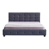 Linen Fabric King Deluxe Bed Frame Grey - Rear View
