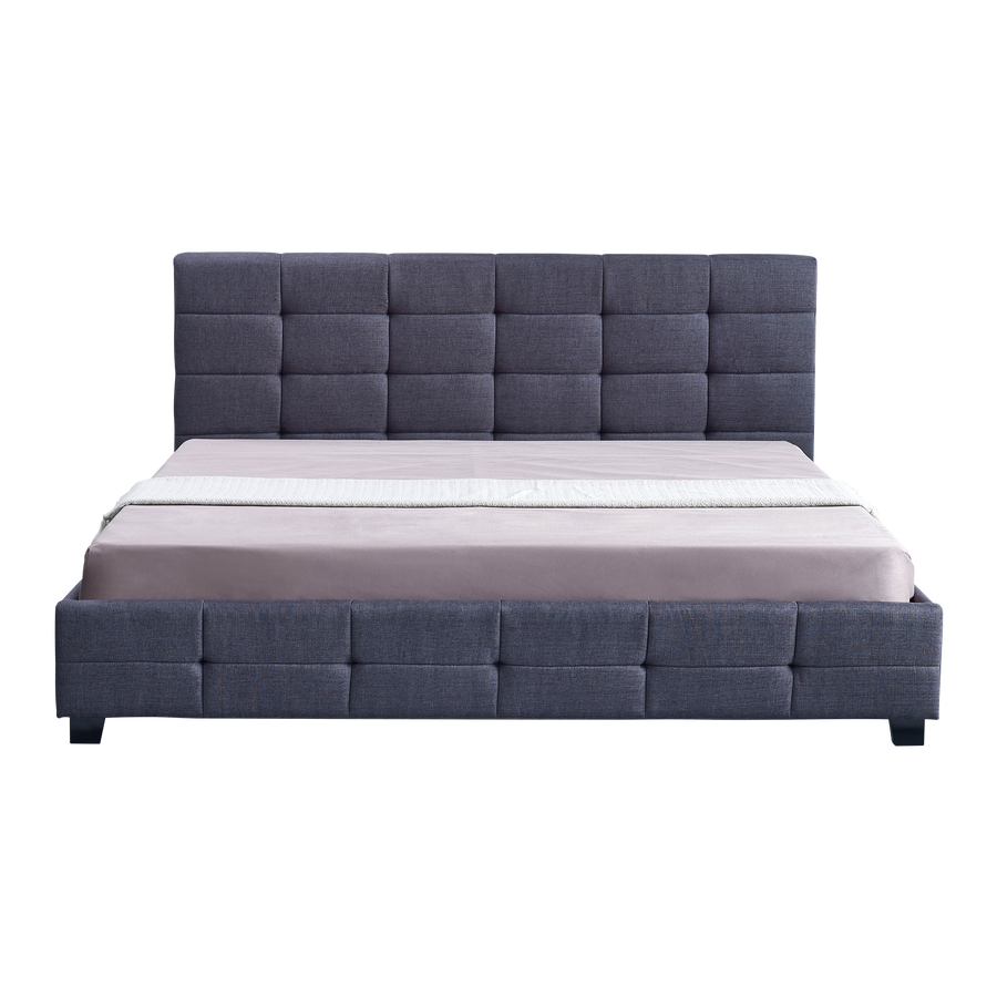Linen Fabric King Deluxe Bed Frame Grey