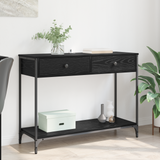 Console Table Black Oak 100 x 34,5 x 75 cm Engineered Wood - Side View