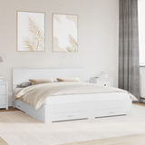 Bed Frame with Headboard White 180 x 200 cm Engineered Wood - Front View