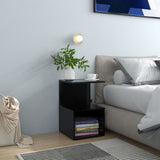 Bedside Cabinet Black 35x35x55 cm Engineered Wood - Front View