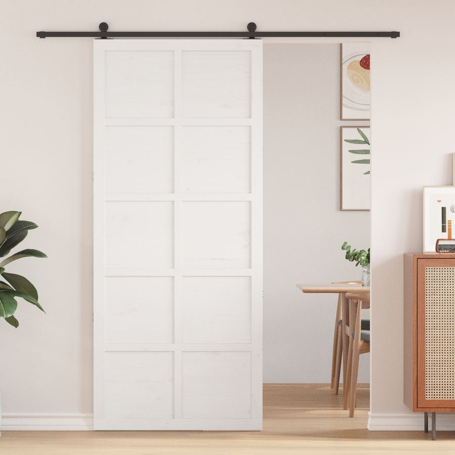 Barn Door 90 x 2,5 x 208 cm Solid Pine Wood White