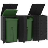 Wheelie Bin Storage for 3 Bins Black 207x79x117 cm Steel - Front View