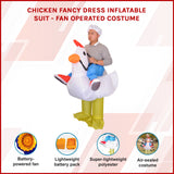 CHICKEN Fancy Dress Inflatable Suit - Fan Operated Costume - Front View
