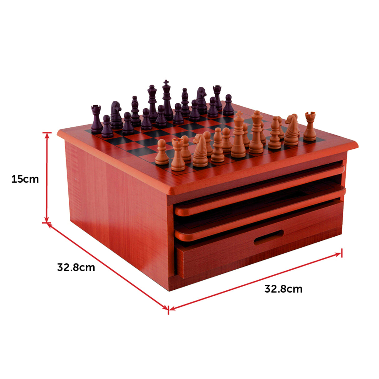 10 in 1 Wooden Chess Board Games Slide Out Checkers House Unit Set