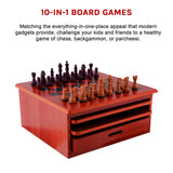 10 in 1 Wooden Chess Board Games Slide Out Checkers House Unit Set - Extra Image