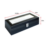 6 Slot Mens Watch Display Case Box Black PU Leather - Extra Image