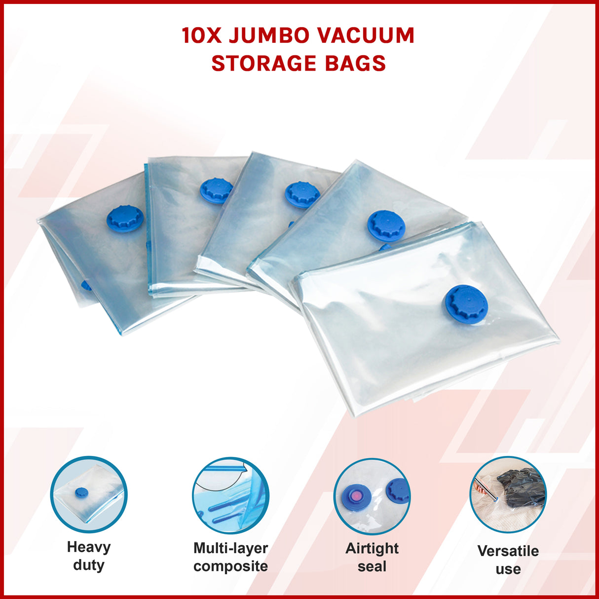 10X Jumbo Vacuum Storage Bags &ndash; Space Saver Seal Bags for Clothes, Bedding, Blankets & Travel Organisation