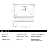 810x505mm Handmade 1.5mm Stainless Steel Undermount / Topmount Kitchen Sink with Square Waste