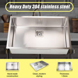 810x505mm Handmade 1.5mm Stainless Steel Undermount / Topmount Kitchen Sink with Square Waste - 45-Degree Angle