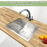 550x455mm Handmade 1.5mm Stainless Steel Undermount / Topmount Kitchen Sink with Square Waste - Top-Down View
