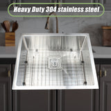 550x455mm Handmade 1.5mm Stainless Steel Undermount / Topmount Kitchen Sink with Square Waste - Rear View