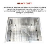 550x455mm Handmade 1.5mm Stainless Steel Undermount / Topmount Kitchen Sink with Square Waste - Close-Up Angle