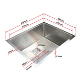 550x455mm Handmade 1.5mm Stainless Steel Undermount / Topmount Kitchen Sink with Square Waste - Extra Image