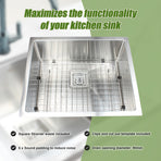 430x455mm Handmade 1.5mm Stainless Steel Undermount / Topmount Kitchen Sink with Square Waste