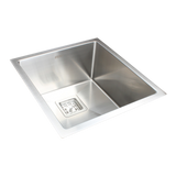 430x455mm Handmade 1.5mm Stainless Steel Undermount / Topmount Kitchen Sink with Square Waste - Low Angle