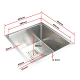 430x455mm Handmade 1.5mm Stainless Steel Undermount / Topmount Kitchen Sink with Square Waste - Extra Image